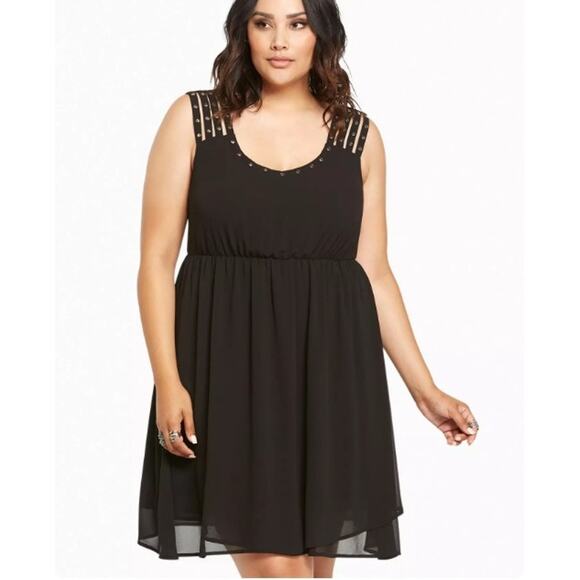 Torrid Studded Strappy Chiffon Dress Black 2X - Picture 1 of 11